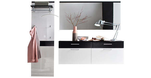 GARDEROBE 3-teilig in 231/199/35 cm - Eichefarben/Weiß, Design, Glas/Holz (231/199/35cm) - Moderano