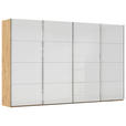 SCHWEBETÜRENSCHRANK  in Weiß, Eiche Artisan  - Chromfarben/Weiß, Design, Glas/Holzwerkstoff (361/223/68cm) - Novel