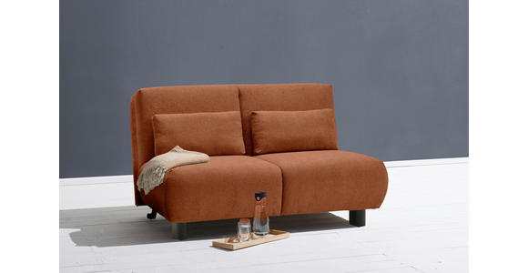 SCHLAFSOFA Flachgewebe Terracotta  - Terracotta/Schwarz, KONVENTIONELL, Textil/Metall (150/85/100cm) - Carryhome