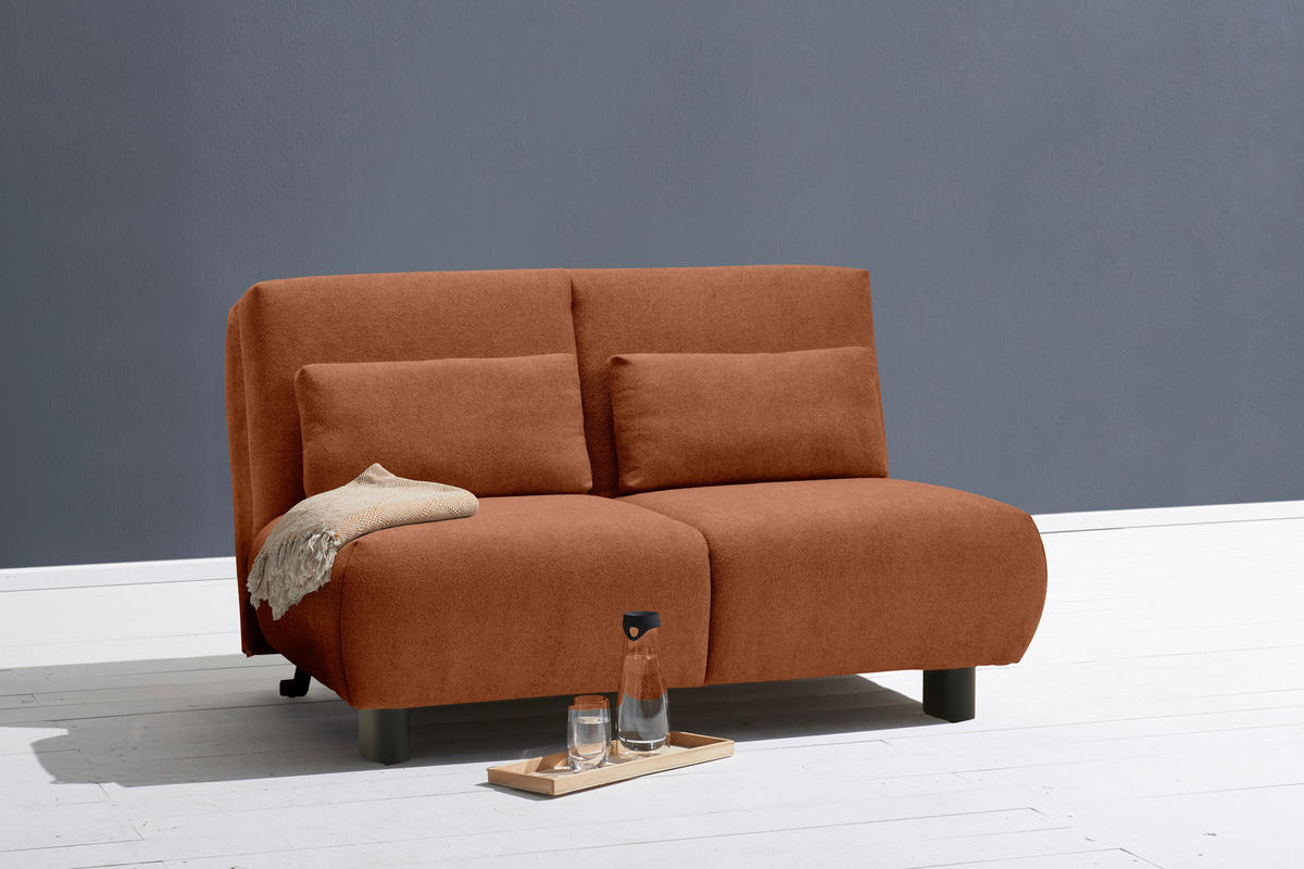 SCHLAFSOFA Flachgewebe Terracotta  - Terracotta/Schwarz, KONVENTIONELL, Textil/Metall (150/85/100cm) - Carryhome