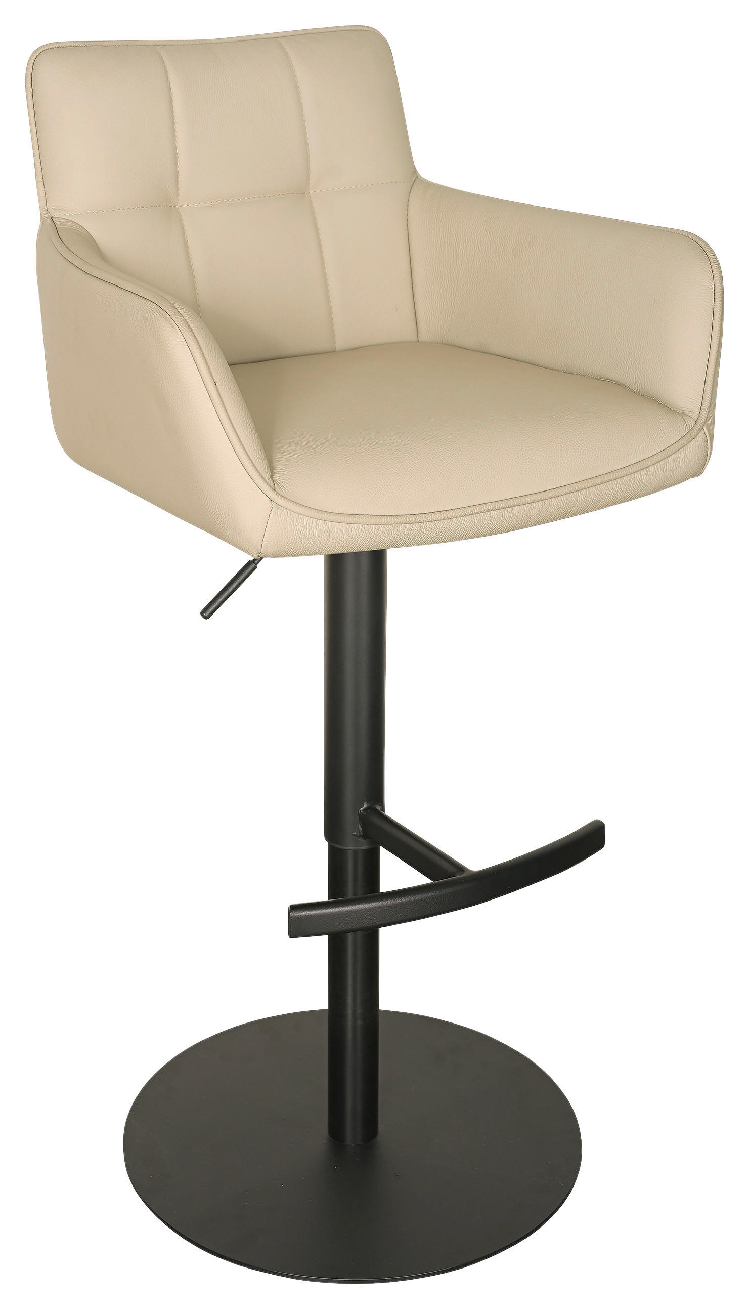 BARHOCKER in Schwarz, Beige  - Beige/Schwarz, MODERN, Leder/Metall (54,5/90/112/51,5cm) - Livetastic
