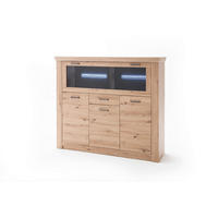 HIGHBOARD ohne Beleuchtung, Maputo  in 164/146/45 cm  - Eichefarben/Anthrazit, Design, Glas/Holzwerkstoff (164/146/45cm) - Livetastic