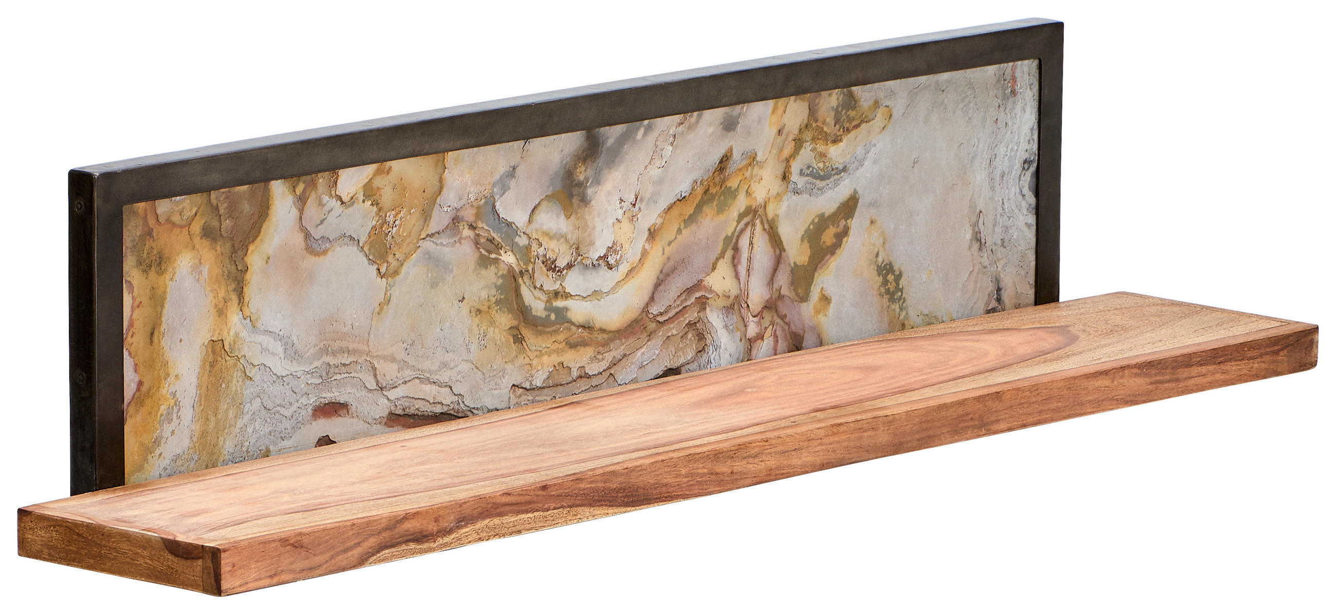 WANDBOARD Sheesham Hartholz Grau, Sheeshamfarben  - Sheeshamfarben/Grau, KONVENTIONELL, Holz/Stein (135/30/25cm) - Livetastic