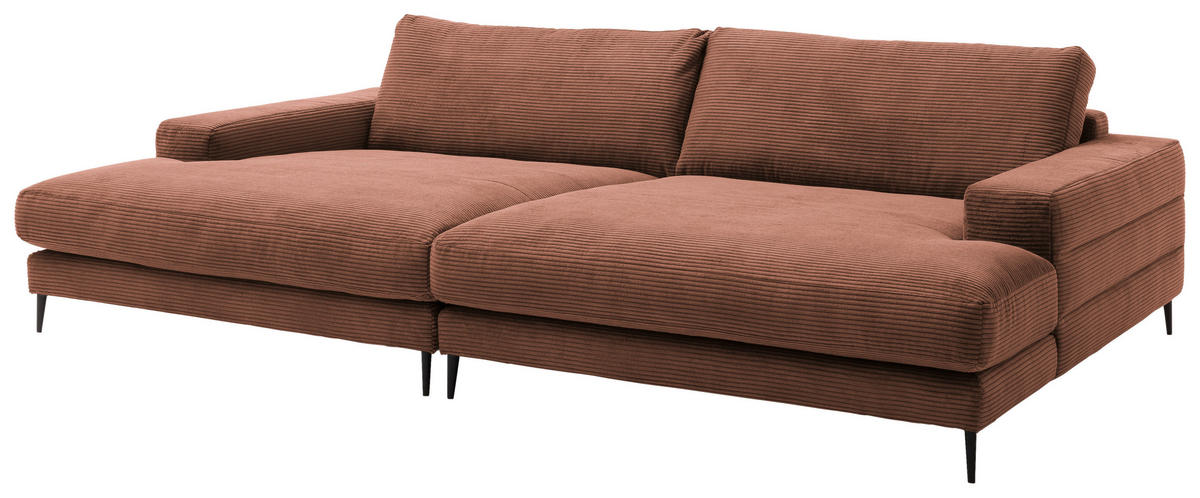 BIGSOFA in Cord Rostfarben  - Rostfarben/Schwarz, Design, Textil/Metall (296/83/177cm) - Dieter Knoll
