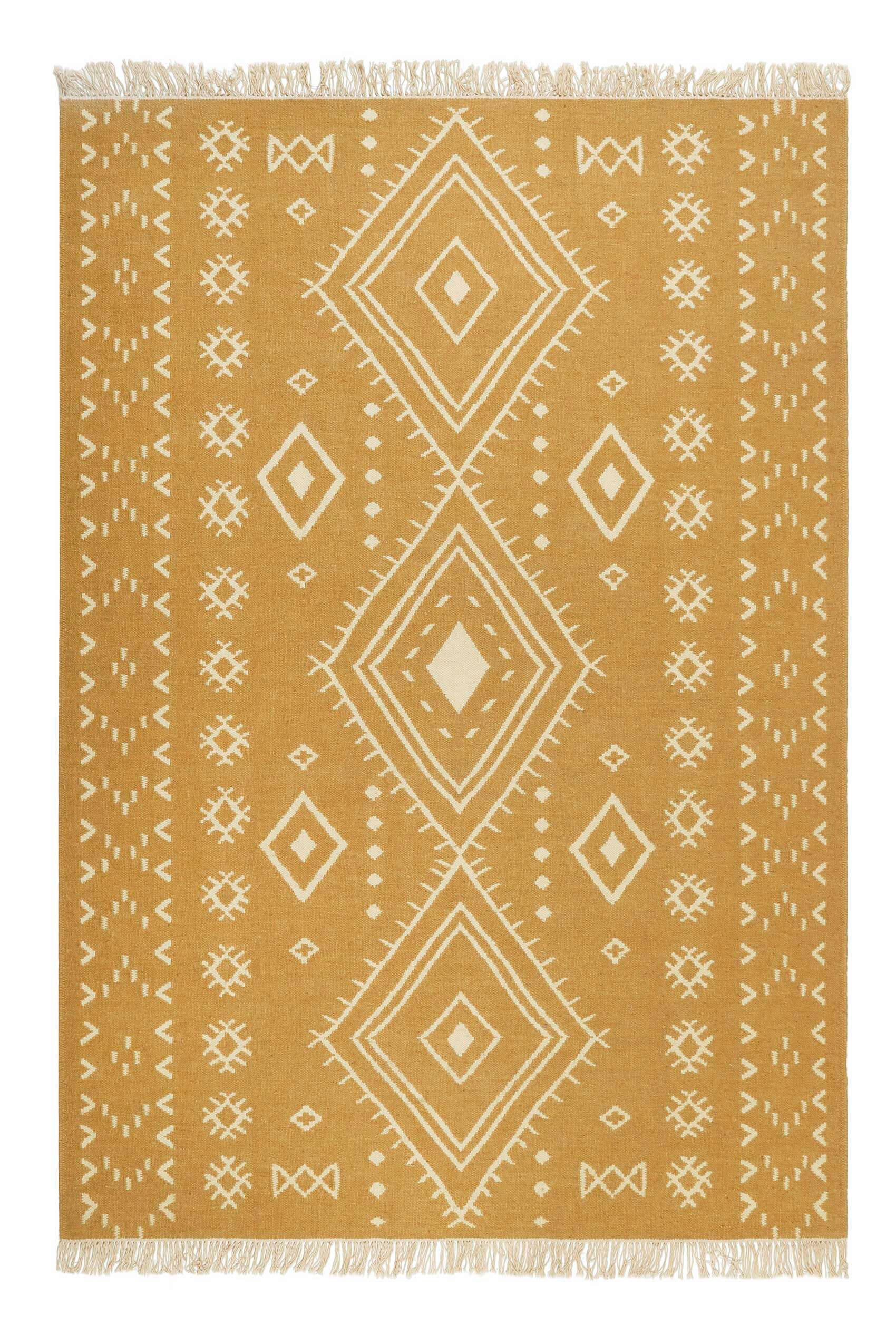 HANDWEBTEPPICH 130/190 cm Monaco Creme, Senfgelb rechteckig  - Senfgelb/Creme, Basics, Textil (130/190cm) - WECON HOME