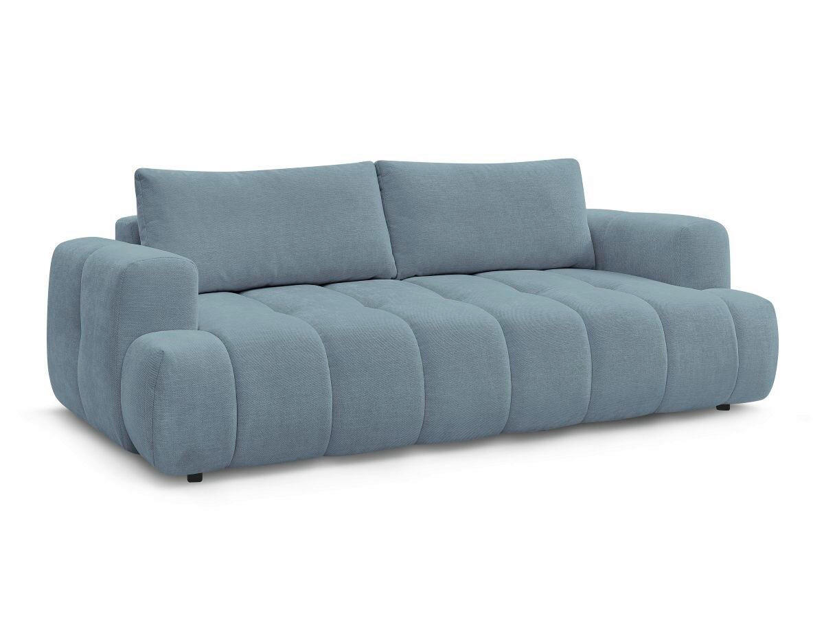 SCHLAFSOFA FUJI Leinenoptik Hellblau  inkl.  - Schwarz/Hellblau, MODERN, Kunststoff/Textil (251/113/88cm)