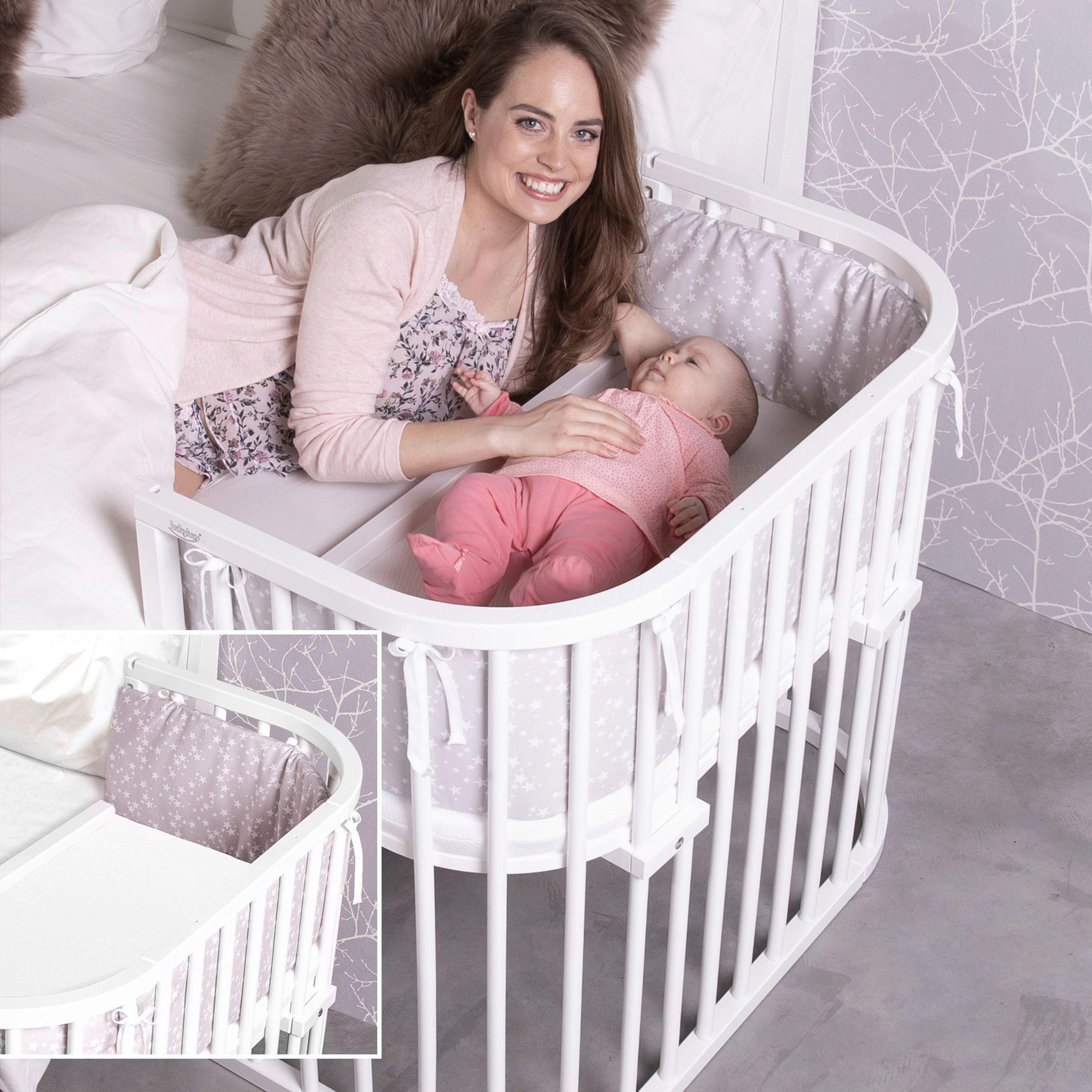 BEISTELLBETT MAXI COMFORT PLUS 96/56,5/79 cm  - Weiß, Basics, Holz (96/56,5/79cm) - Babybay