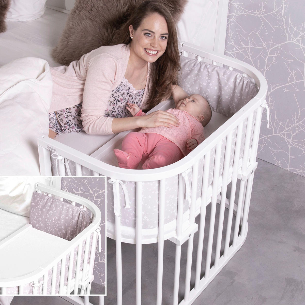 BEISTELLBETT MAXI COMFORT PLUS 96/56,5/79 cm  - Weiß, Basics, Holz (96/56,5/79cm) - Babybay