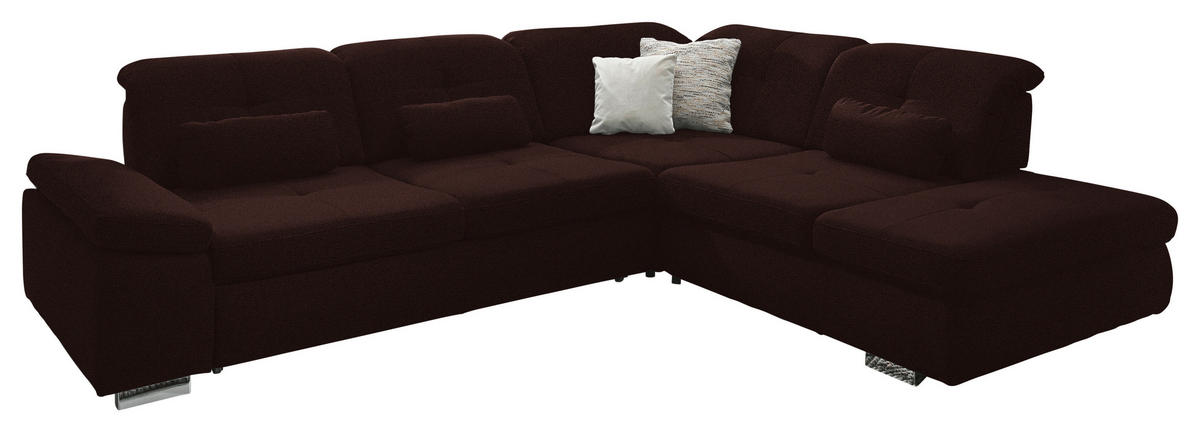 ECKSOFA  in Mikrofaser Braun  312/260 cm  - Chromfarben/Braun, Design, Textil/Metall (312/260cm) - Beldomo Style