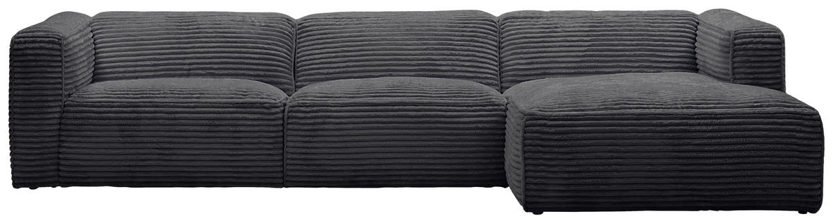 ECKSOFA in Cord Schwarz  332/163 cm  - Schwarz, Design, Kunststoff/Textil (332/163cm) - Stylife