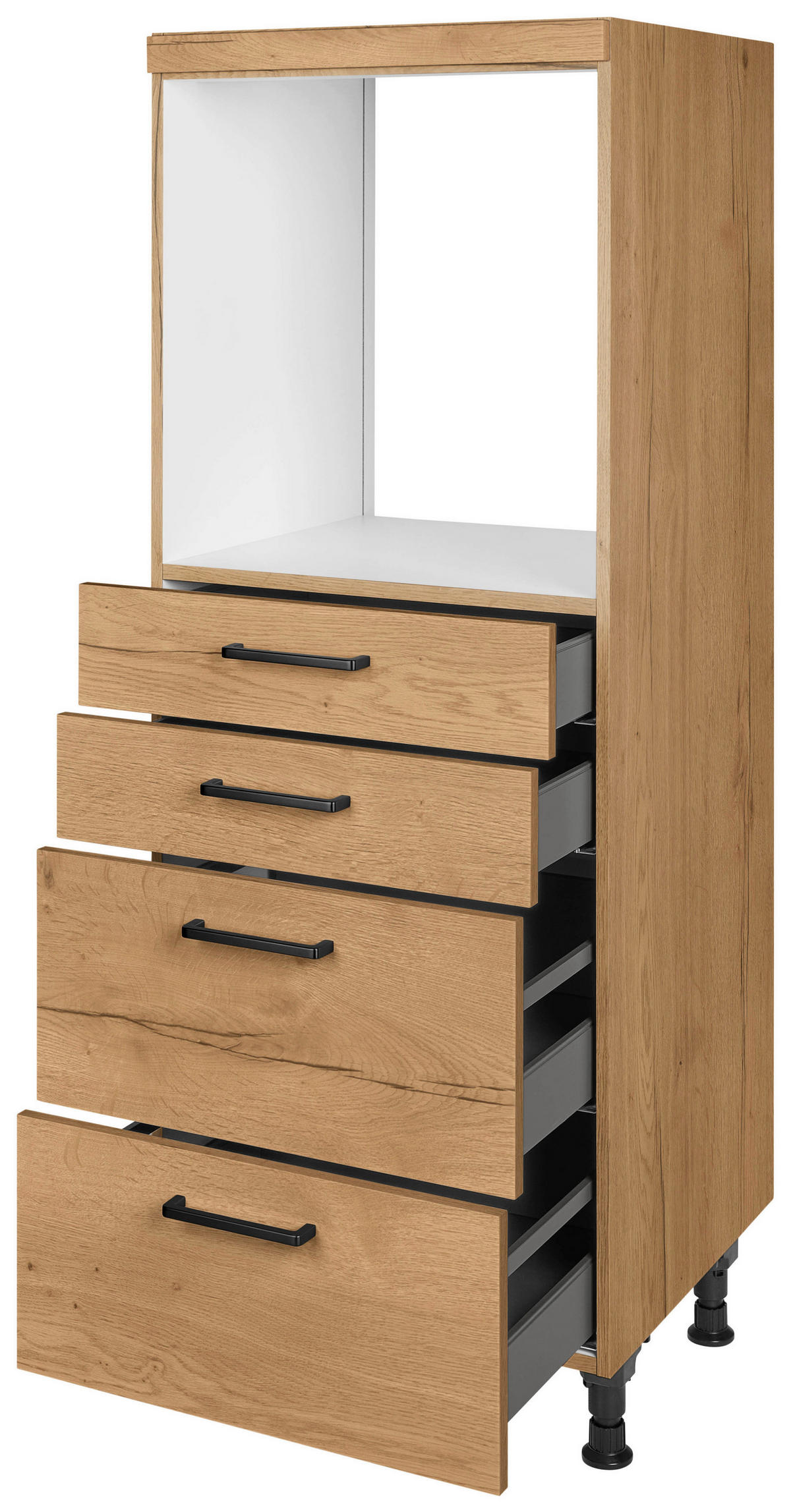 GERÄTEUMBAUSCHRANK 60/168/58 cm  in Eichefarben  - Eichefarben/Schwarz, MODERN, Holzwerkstoff/Metall (60/168/58cm) - Nobilia