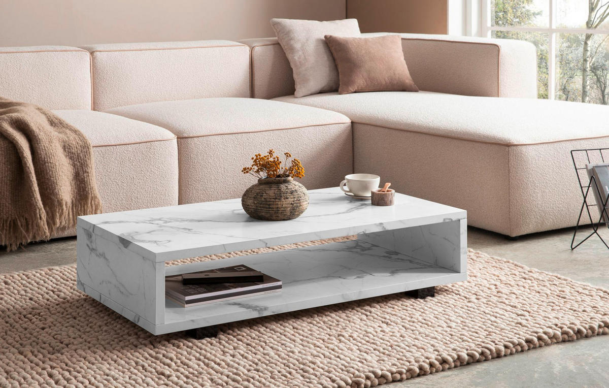 COUCHTISCH in Holzwerkstoff 100/50/25 cm   - Weiss/Schwarz, Design, Holzwerkstoff/Kunststoff (100/50/25cm) - Livetastic