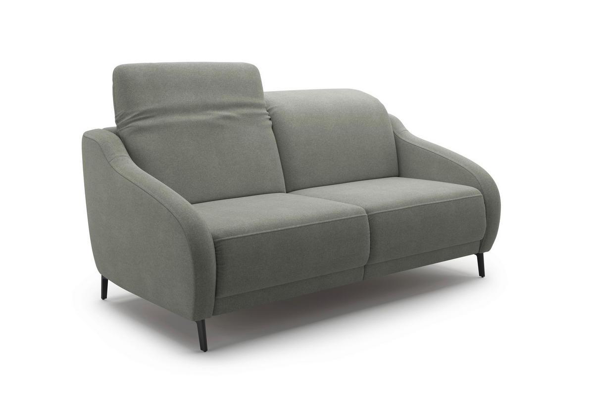 2,5-SITZER Mikrofaser Schlammfarben  - Schlammfarben/Schwarz, MODERN, Textil/Metall (172/93/104cm) - Sit & More