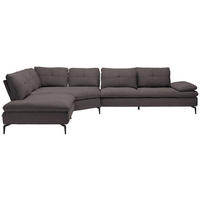 ECKSOFA in Flachgewebe Graphitfarben  - Schwarz/Graphitfarben, Design, Textil/Metall (271/344cm) - Chilliano