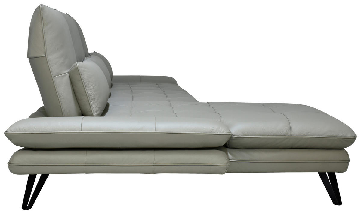 ECKSOFA inkl. Funktionen Taupe Echtleder  - Taupe/Schwarz, Design, Leder/Metall (104-128/312cm) - Celina Home