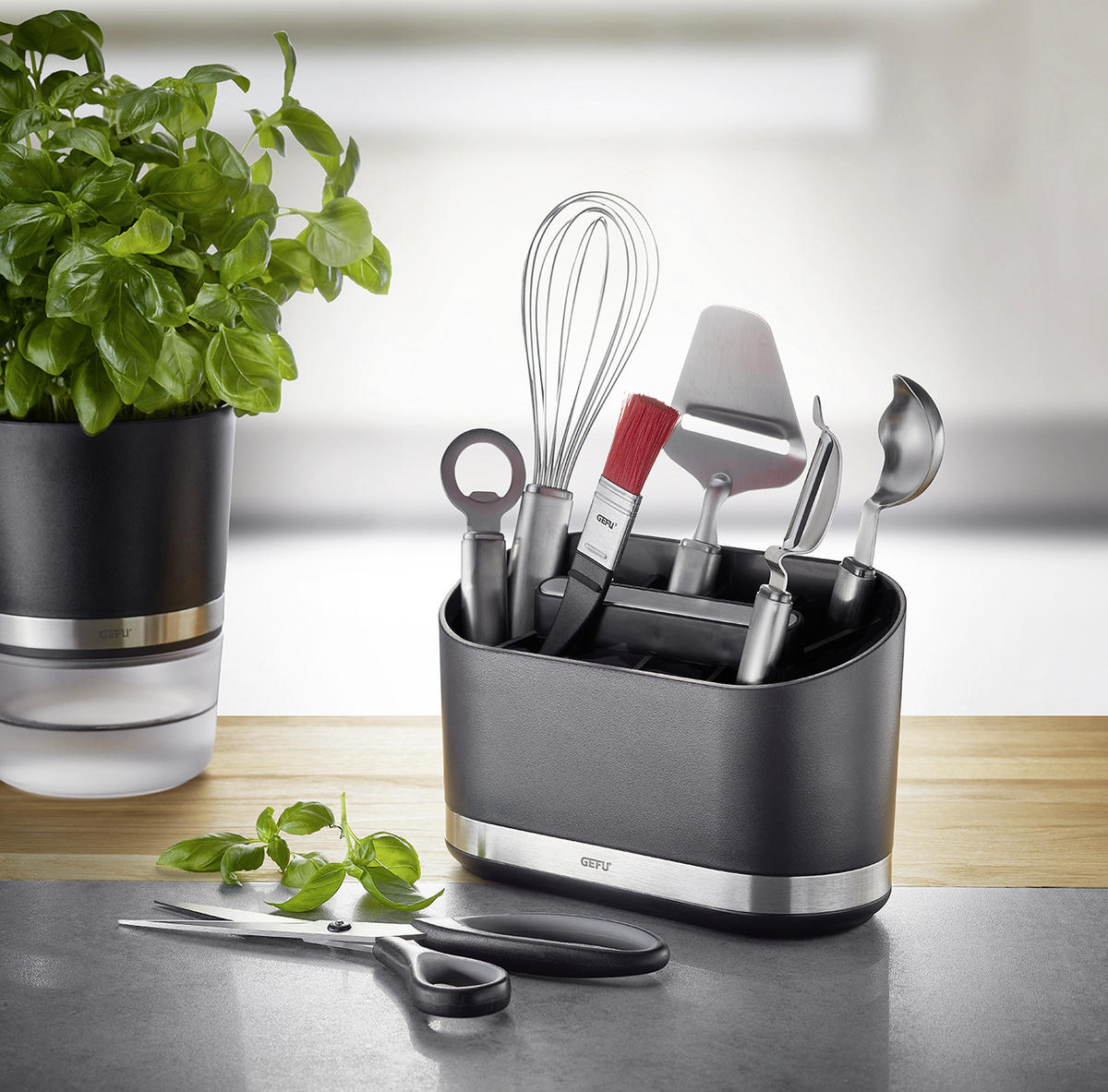 KÜCHENUTENSILIENHALTER   - Edelstahlfarben/Schwarz, Basics, Kunststoff/Metall (22/10,2/14,2cm) - Gefu