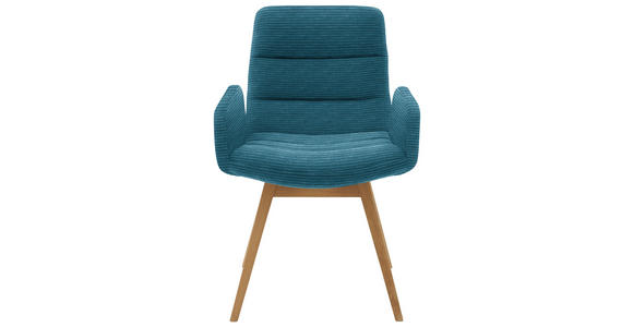 ARMLEHNSTUHL  in Cord  - Petrol/Naturfarben, Design, Holz/Textil (61/88/66cm) - Dieter Knoll