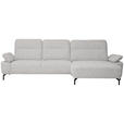 ECKSOFA  in Chenille, Flachgewebe Ecru  318/165 cm  - Ecru/Schwarz, Design, Textil/Metall (318/165cm) - Xora