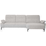 ECKSOFA in Chenille, Flachgewebe Ecru  318/165 cm  - Ecru/Schwarz, Design, Textil/Metall (318/165cm) - Xora