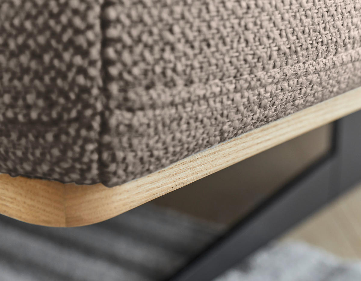 ECKSOFA in Struktur Cappuccino  - Eichefarben/Schwarz, Design, Holz/Textil (305/163cm) - Novel
