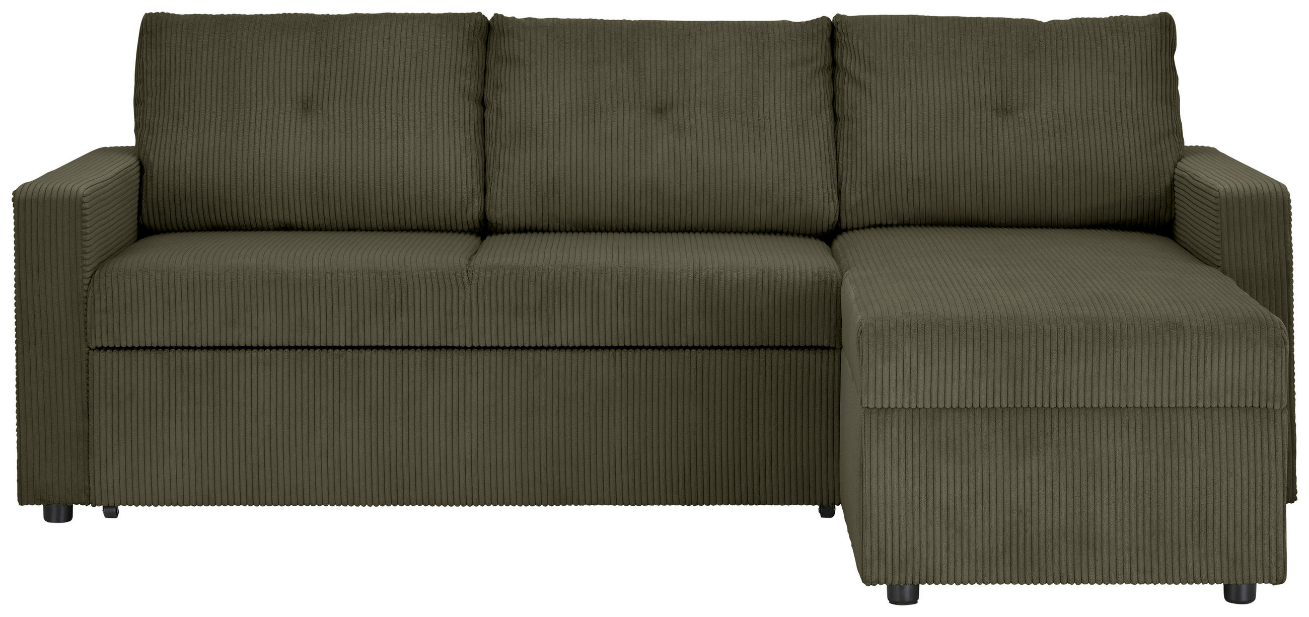 ECKSOFA Waldgrün Cord  - Schwarz/Olivgrün, KONVENTIONELL, Kunststoff/Textil (218/155cm) - Ti'me