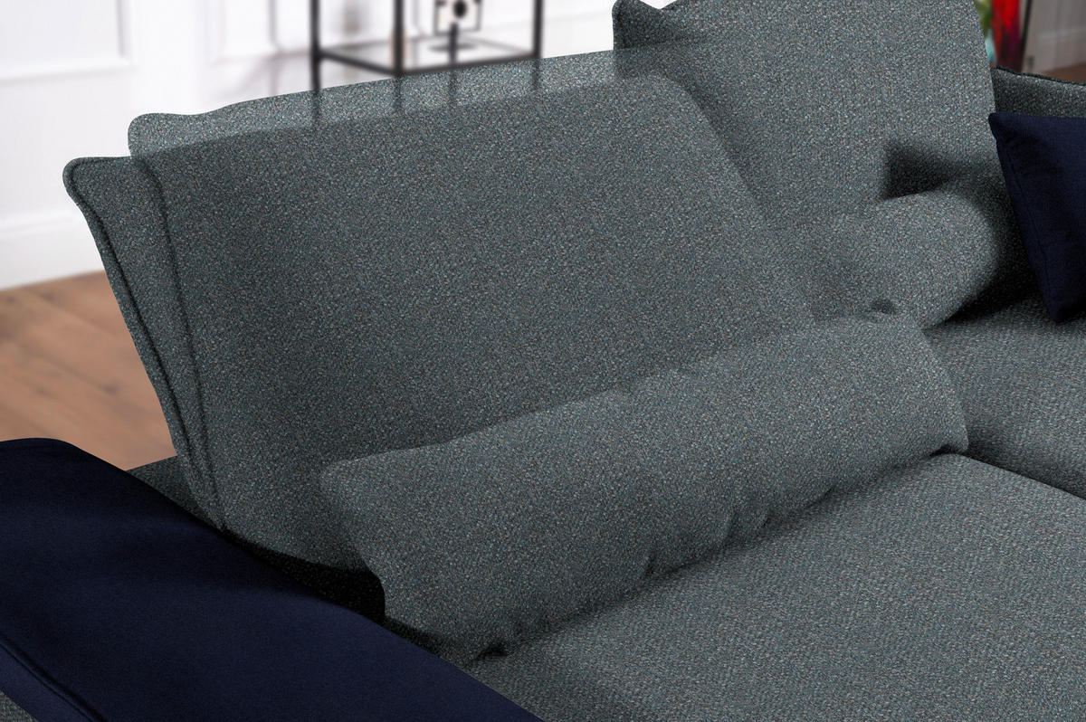 ECKSOFA in Flachgewebe Blaugrau  - Blaugrau/Schwarz, Design, Textil/Metall (191/273cm) - Moderano