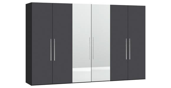 DREHTÜRENSCHRANK  in Anthrazit, Schwarz  - Edelstahlfarben/Anthrazit, Design, Glas/Holzwerkstoff (303/215/59cm) - Carryhome