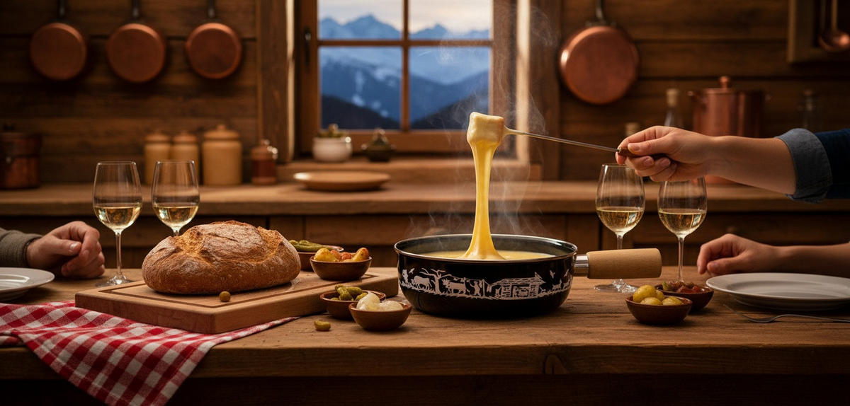 FONDUEPFANNE Heidi Cheese Line: Alpen  - Weiss/Schwarz, Basics, Metall (23cm) - Heidi Cheese Line