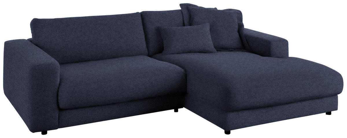 ECKSOFA in Flachgewebe Dunkelblau  - Schwarz/Dunkelblau, Design, Kunststoff/Textil (270/190cm) - Lomoco