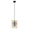 HÄNGELEUCHTE 23/16,5/110 cm  - Schwarz/Braun, Natur, Glas/Holz (23/16,5/110cm) - Eglo