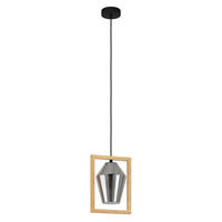 HÄNGELEUCHTE Viglioni 23/16,5/110 cm   - Schwarz/Braun, Natur, Glas/Holz (23/16,5/110cm) - Eglo