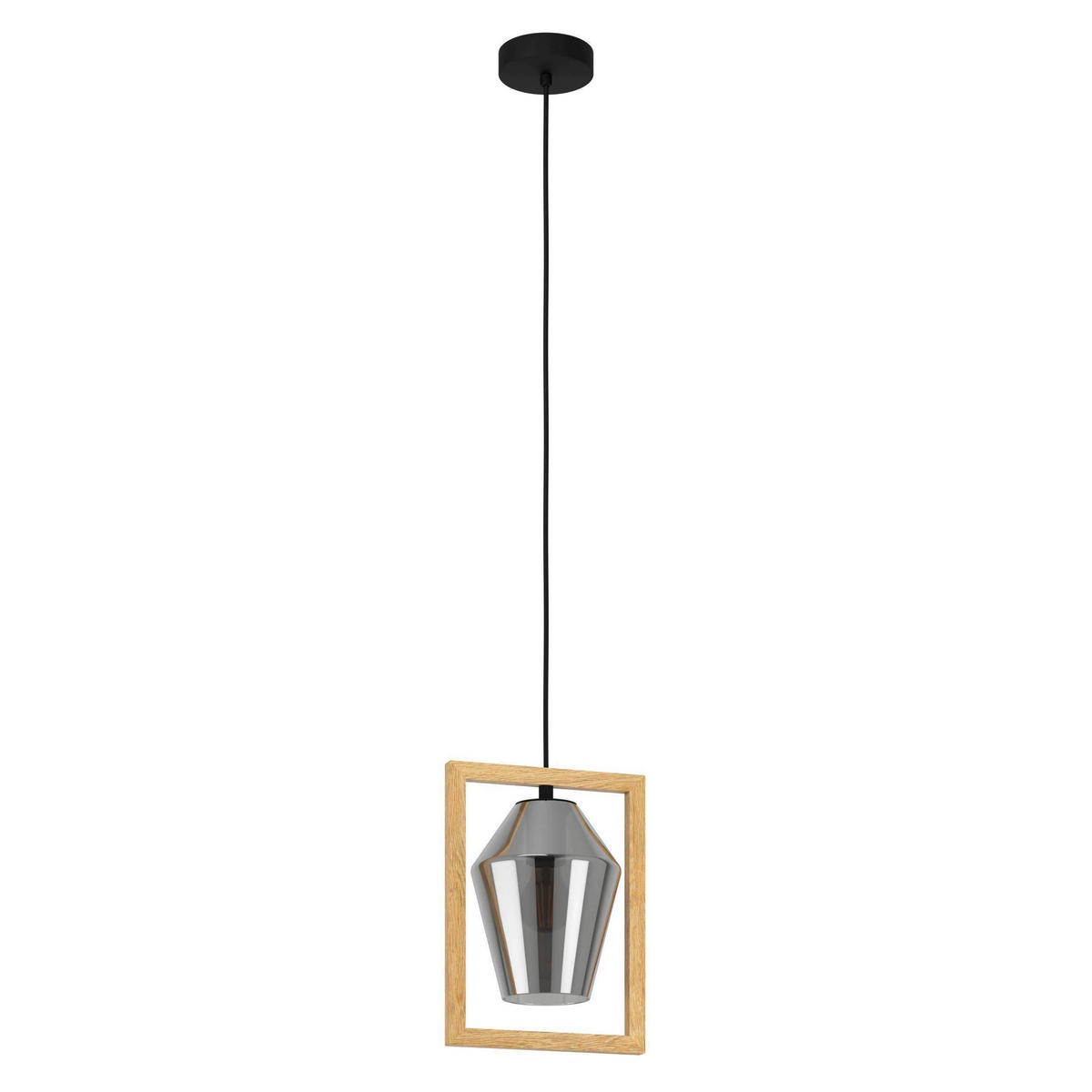 HÄNGELEUCHTE Viglioni 23/16,5/110 cm   - Schwarz/Braun, Natur, Glas/Holz (23/16,5/110cm) - Eglo