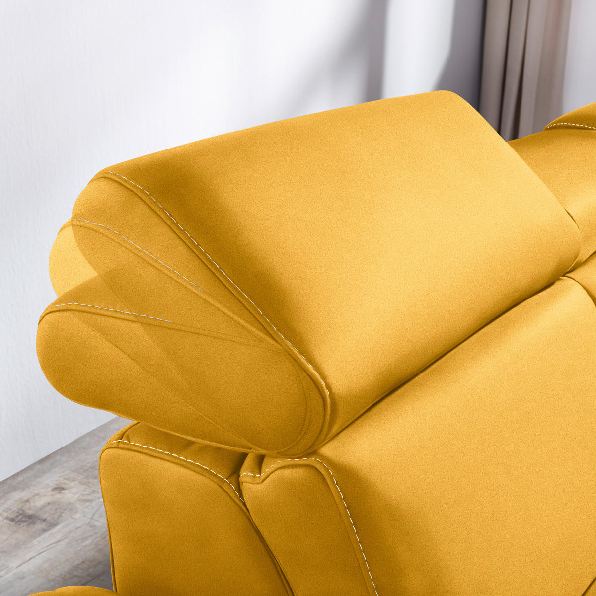 ECKSOFA in Flachgewebe, Mikrofaser Gelb  271/239 cm  - Gelb/Beige, Design, Textil/Metall (271/239cm) - Cantus