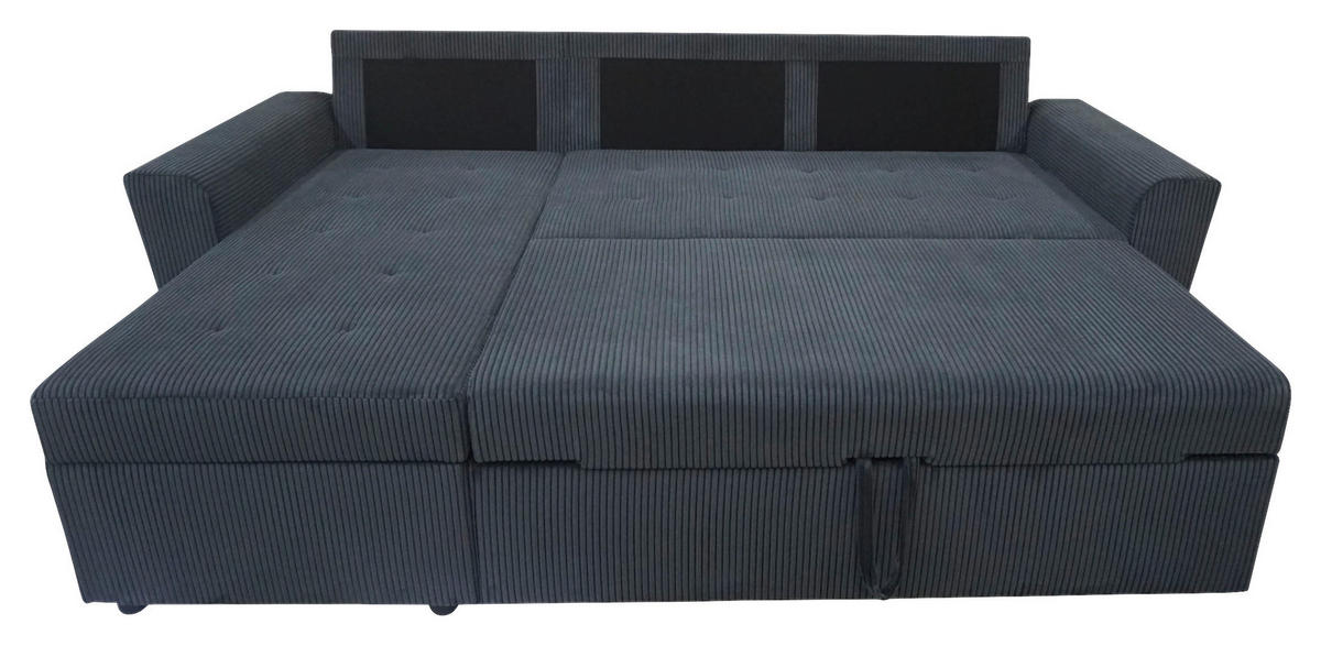 ECKSOFA TERMOLI in Cord Anthrazit  155/231 cm  - Anthrazit/Schwarz, Design, Kunststoff/Textil (155/231cm) - MID.YOU