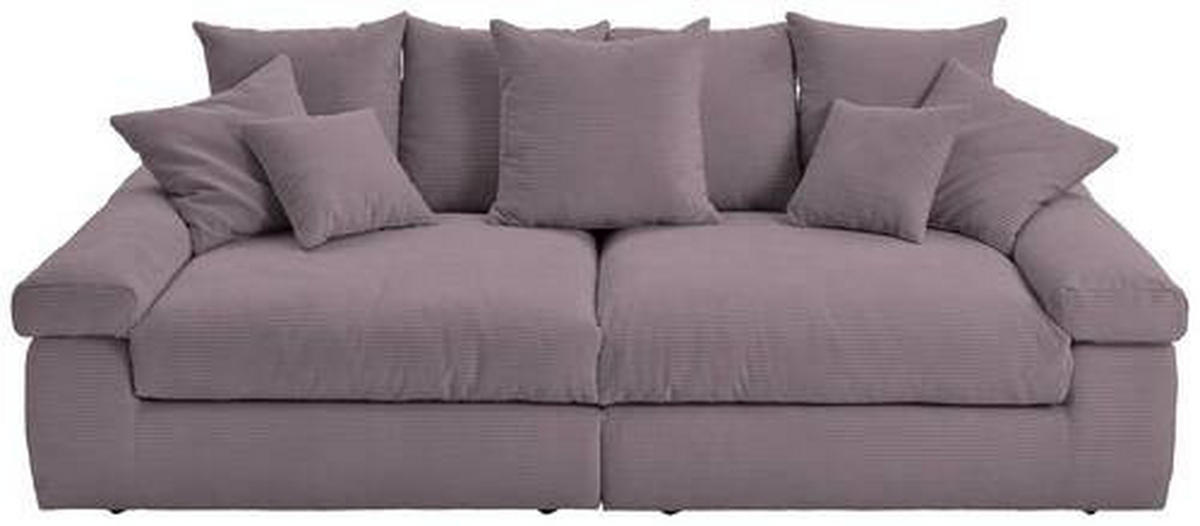 BIGSOFA in Cord Rosa  - Schwarz/Rosa, Design, Kunststoff/Textil (260/90/140cm) - Ambia Home