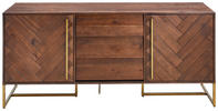 SIDEBOARD Akazie furniert Akaziefarben Einlegeböden  - Messingfarben/Akaziefarben, KONVENTIONELL, Holz/Metall (180/80/45cm) - Ambia Home