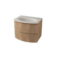 MOSDÓSZEKRÉNY MOSDÓVAL 70/56,5/51 cm  - tölgyfa színű/magasfényű fehér, Basics, faalapú anyag/Üveg (70/56,5/51cm) - Welnova