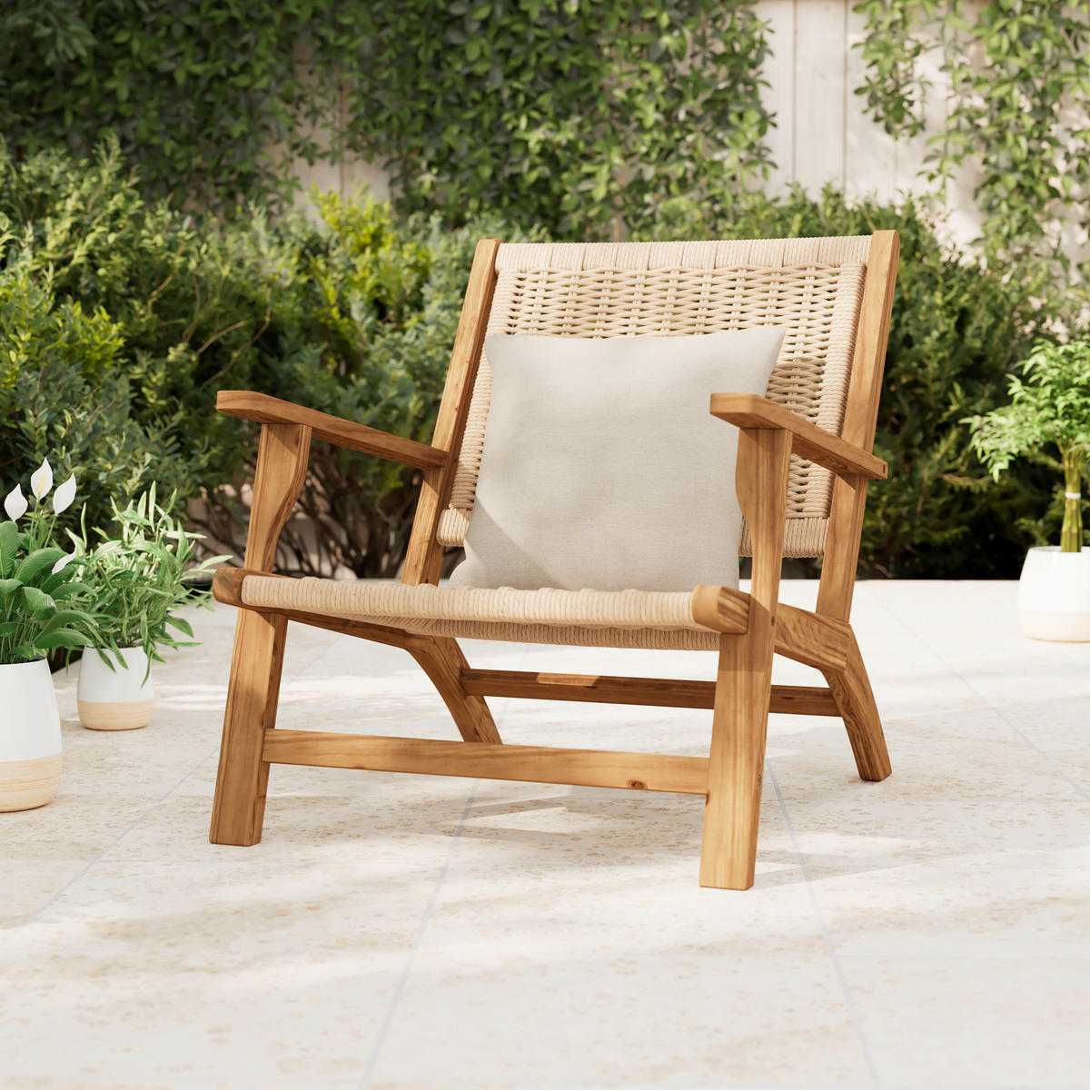 GARTENSESSEL Holz, Kunststoff Akaziefarben, Beige  - Beige/Akaziefarben, MODERN, Holz/Kunststoff (66/76/80cm) - Ambia Garden