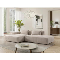 ROHOVÁ SEDAČKA, plast, textil, kompozitné drevo, béžová - čierna/béžová, Konventionell, kompozitné drevo/textil (294/165cm) - Livetastic