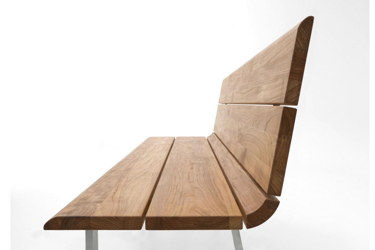 GARTENBANK 200/89/52 cm Teakholz  Edelstahl  - Silberfarben/Teakfarben, Design, Holz/Metall (200/89/52cm)