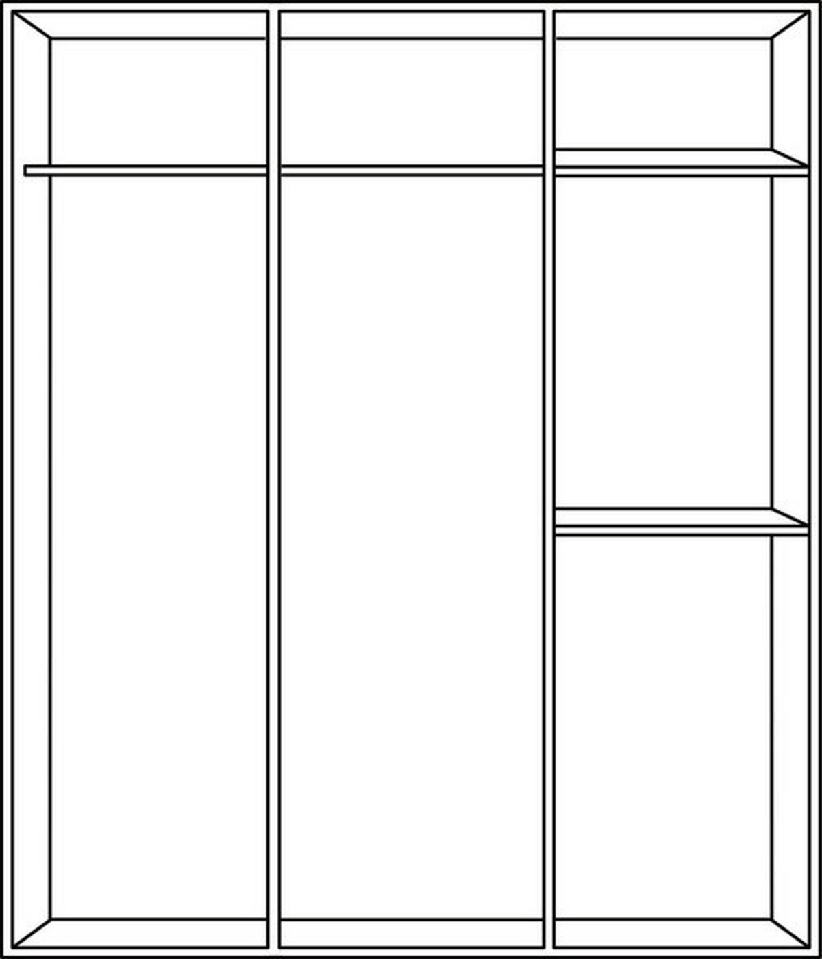 KLEIDERSCHRANK 136/199/58 cm 3-türig Weiß, Sonoma Eiche  - Silberfarben/Weiß, KONVENTIONELL, Glas/Holzwerkstoff (136/199/58cm) - Boxxx