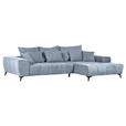 ECKSOFA Blau Flachgewebe  - Blau/Schwarz, KONVENTIONELL, Textil/Metall (300/205cm) - Carryhome