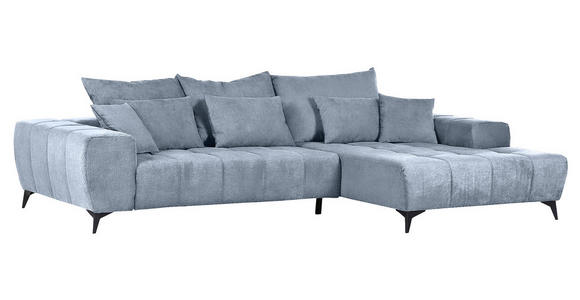 ECKSOFA Blau Flachgewebe  - Blau/Schwarz, KONVENTIONELL, Textil/Metall (300/205cm) - Carryhome