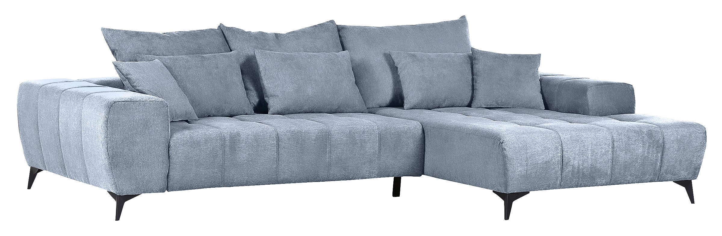ECKSOFA in Flachgewebe Blau  - Blau/Schwarz, Konventionell, Textil/Metall (300/205cm) - MID.YOU