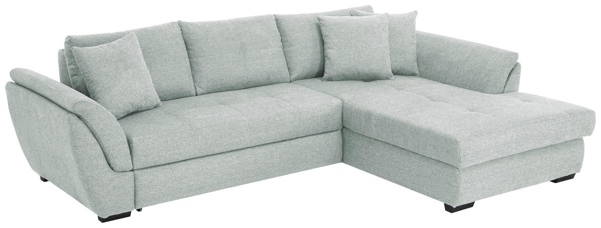 ECKSOFA in Webstoff Hellgrau  - Hellgrau/Schwarz, Design, Kunststoff/Textil (278/187cm) - Livetastic