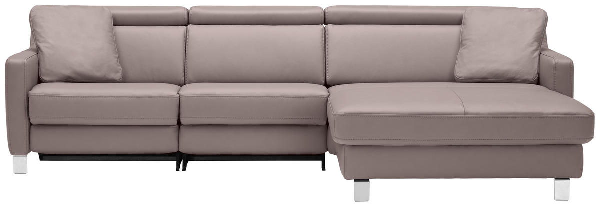 ECKSOFA  in Echtleder Grau  291/176 cm  - Chromfarben/Grau, Design, Leder/Metall (291/176cm) - Valdera