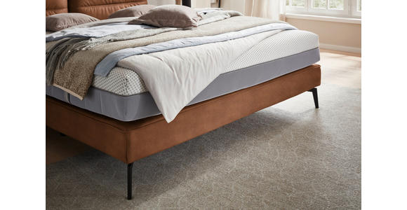 BOXSPRINGBETT 180/200 cm in Cognac - Cognac/Schwarz, Design, Textil/Metall (180/200cm) - Johann Jakob