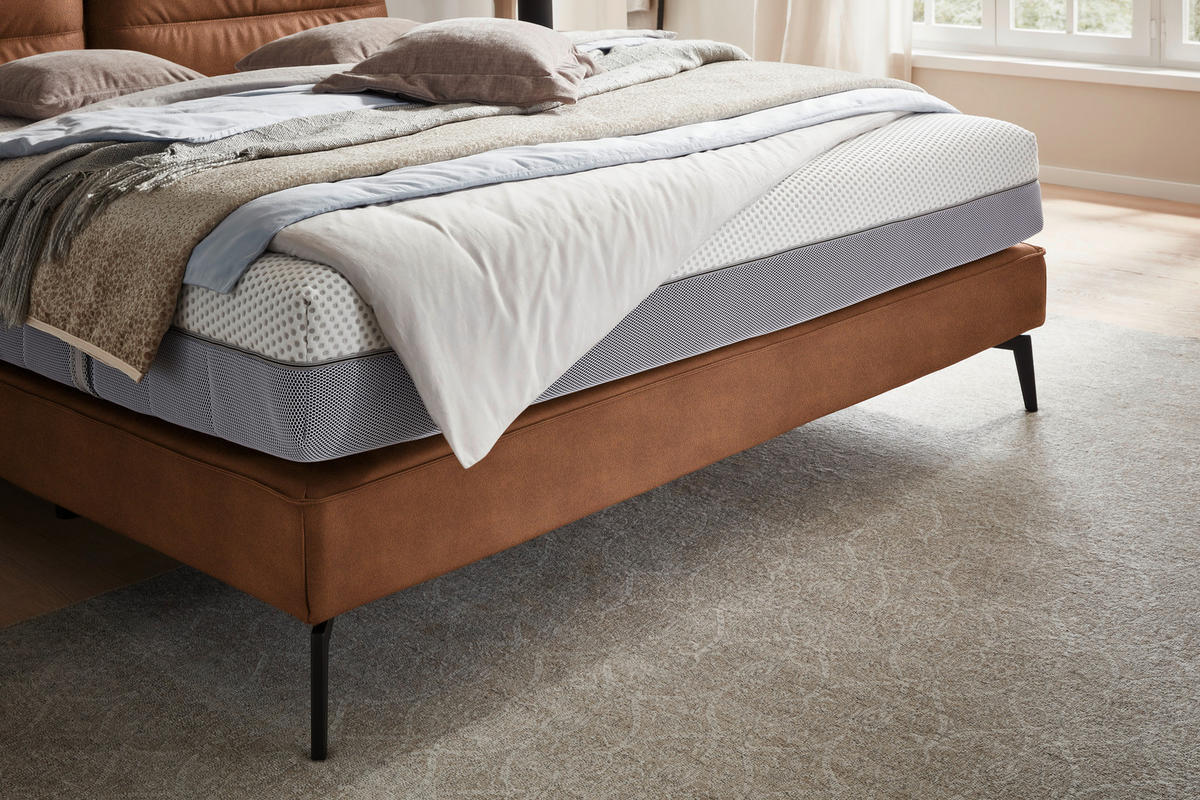 BOXSPRINGBETT 160/200 cm  in Cognac  - Cognac/Schwarz, Design, Textil/Metall (160/200cm) - Johann Jakob