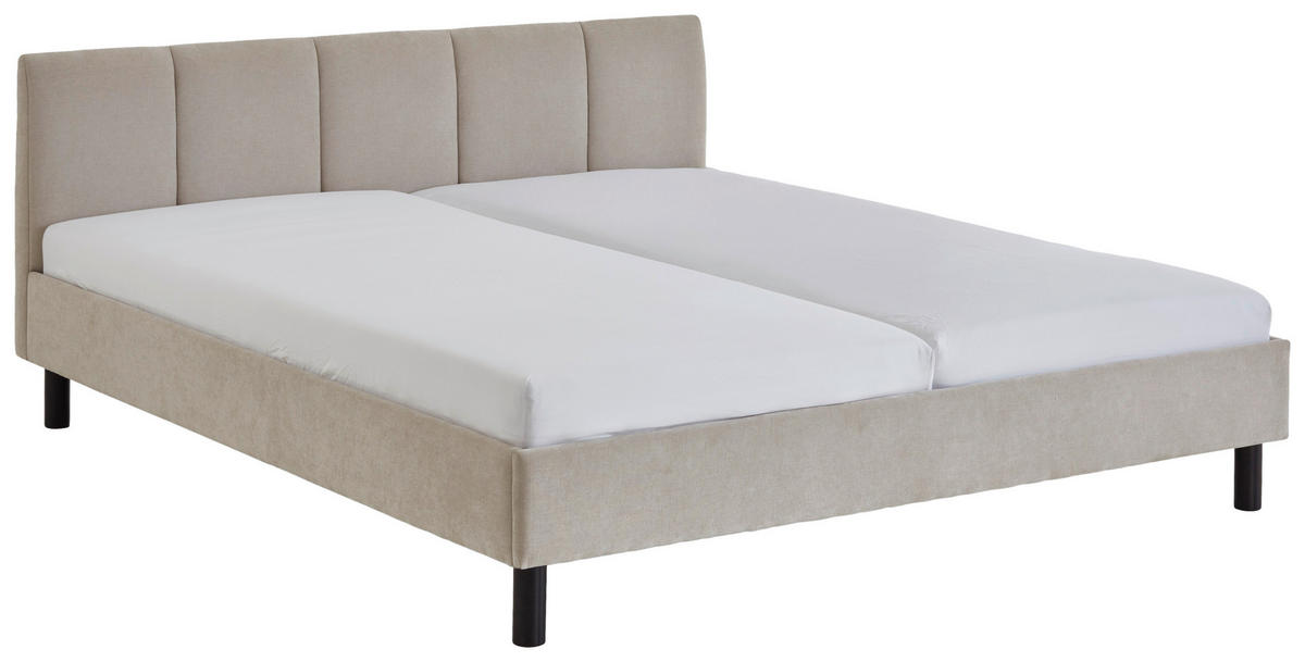 POLSTERBETT 180/200 cm, inkl.  in Beige  - Beige/Schwarz, Basics, Holz/Textil (180/200cm) - Boxxx