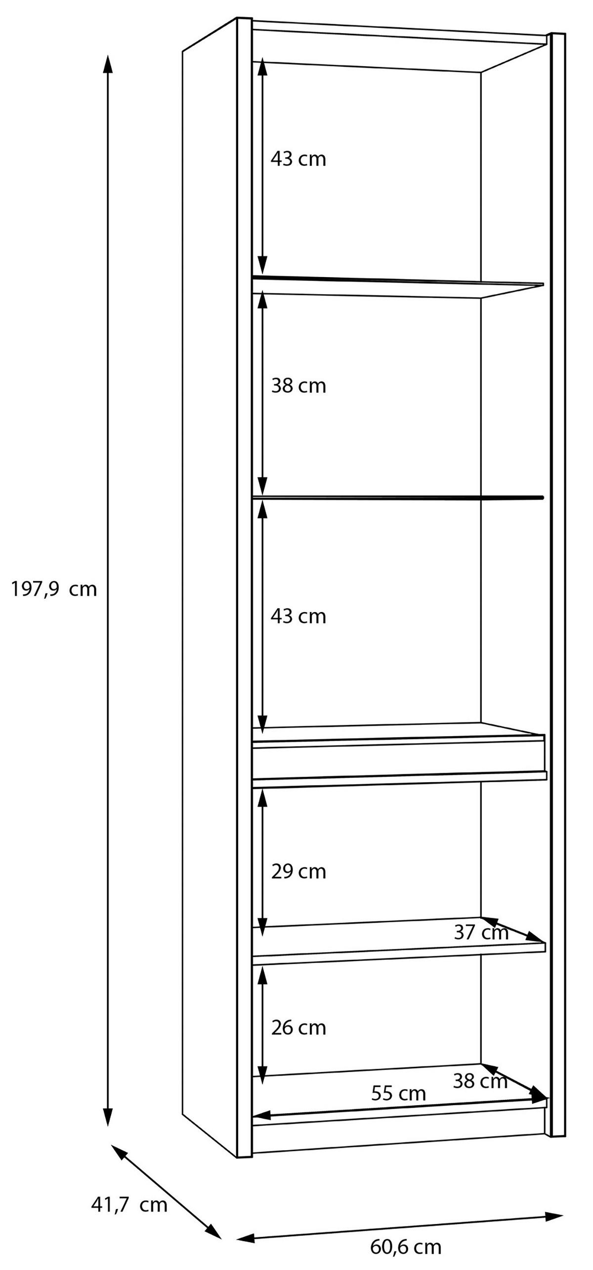 VITRINA, barve hrasta, peščene barve - barve hrasta/peščene barve, Design, steklo/leseni material (60,6/197,9/41,7cm) - Hom`in